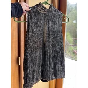 Banana Republic Gold Metallic Blouse Tank with Cross Over Open Back- size Small